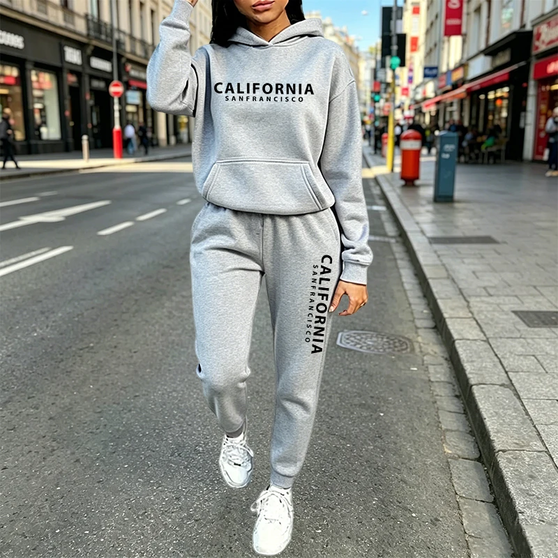 Women Fashion Outfits - 도시적인 캐주얼 패션 후드 조거 수트