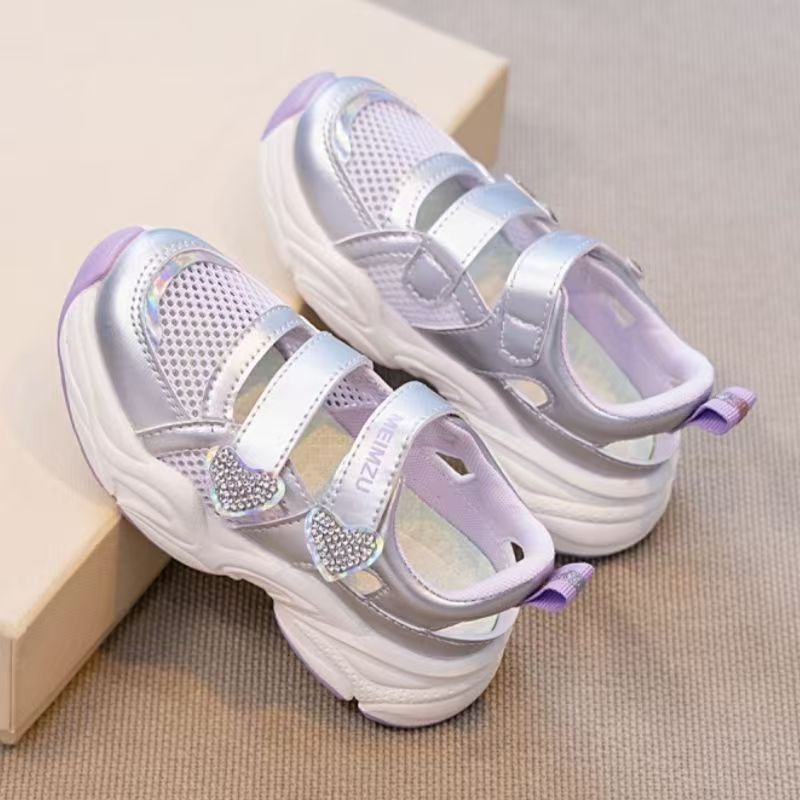Women'S Fashion Velcro Sneakers - 여름 신상 여아 메쉬 속이 비치는