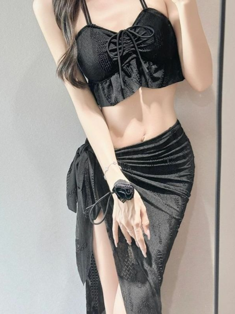 Women Fashion Outfits - 여성용 플로럴 투피스 수영복 패션 컷아웃
