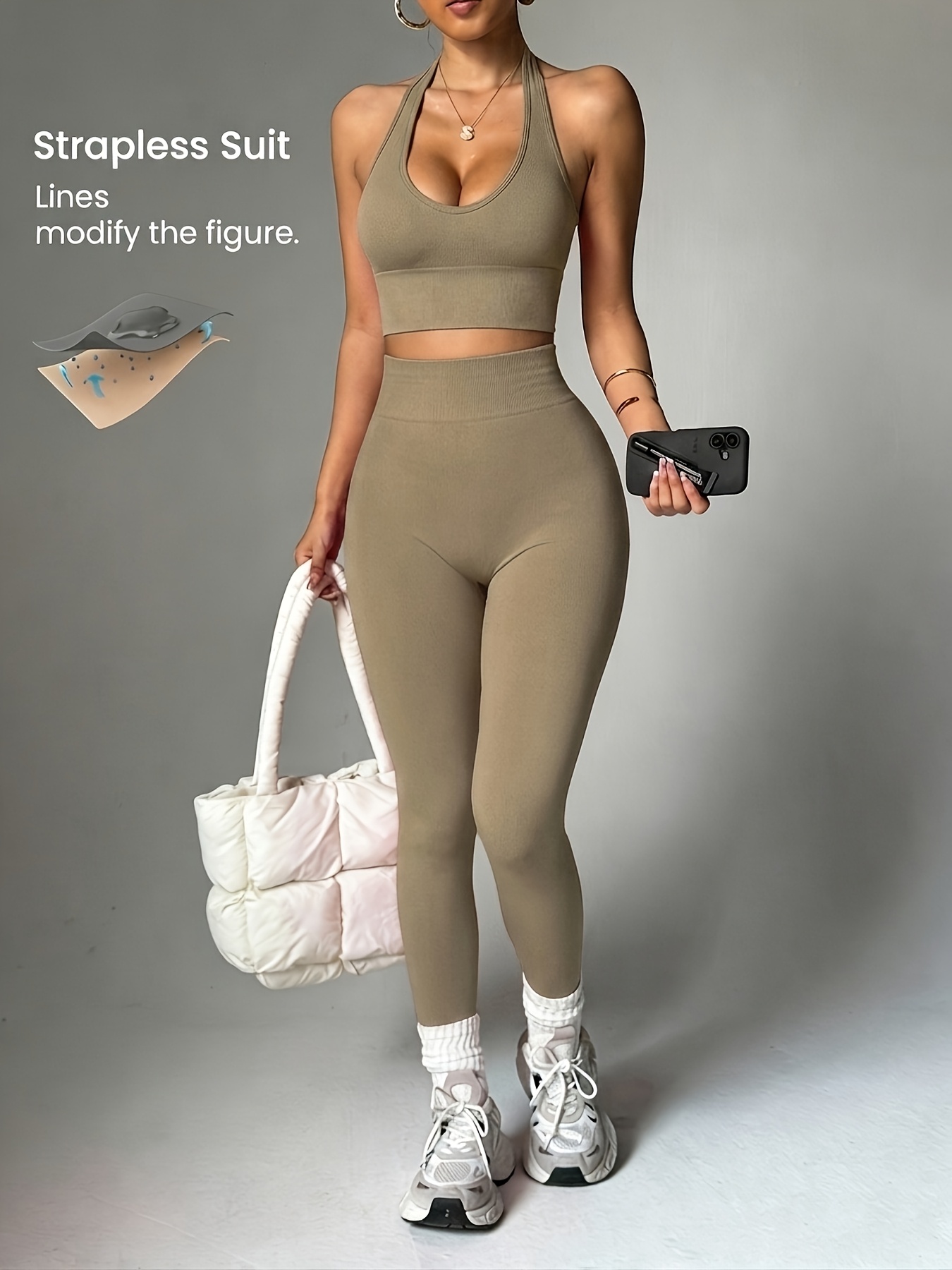 High Waist Leggings - 2피스 솔리드 컬러 패셔너블하고 다재다능한 여성용