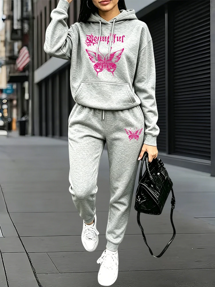가을 겨울 데일리 캐주얼 스포츠 조거 세트 후드티 +  - Women Fashion Outfits 리뷰 및 가격