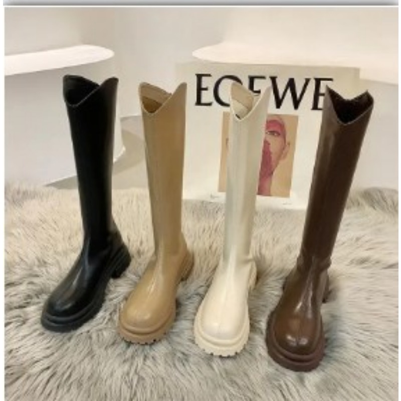 레트로 베어 컬러 부츠 여성 니하이 부츠 패션 백 지퍼 - Women'S Fashion Leather Boots 리뷰 및 가격