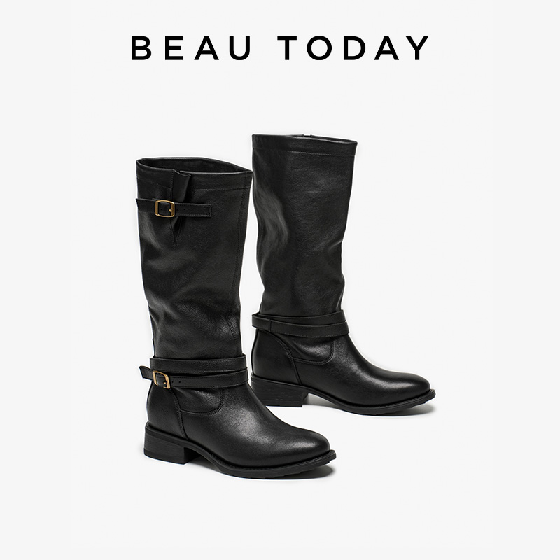 BEAUTODAY 롱 부츠 여성 양피 가죽 라운드 발가 - Women'S Fashion Leather Boots 리뷰 및 가격