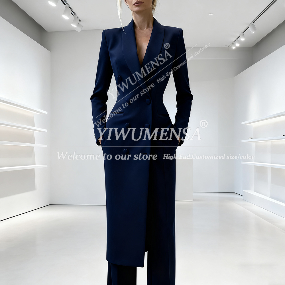 우아한 여성 정장 2피스 더블 브레스티드 피크 라펠 재 - Women'S Fashion Jackets 리뷰 및 가격