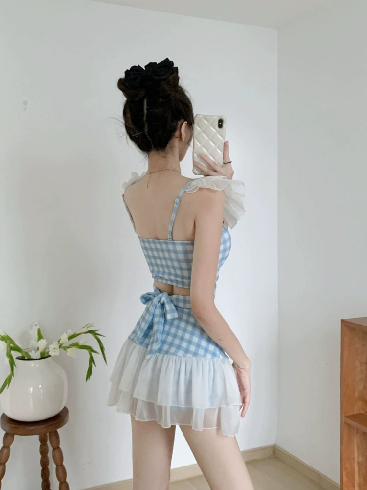 숙녀 슬리밍 홀터넥 수영복 귀여운 리본 매듭 레트로 하 - Women Fashion Outfits 리뷰 및 가격