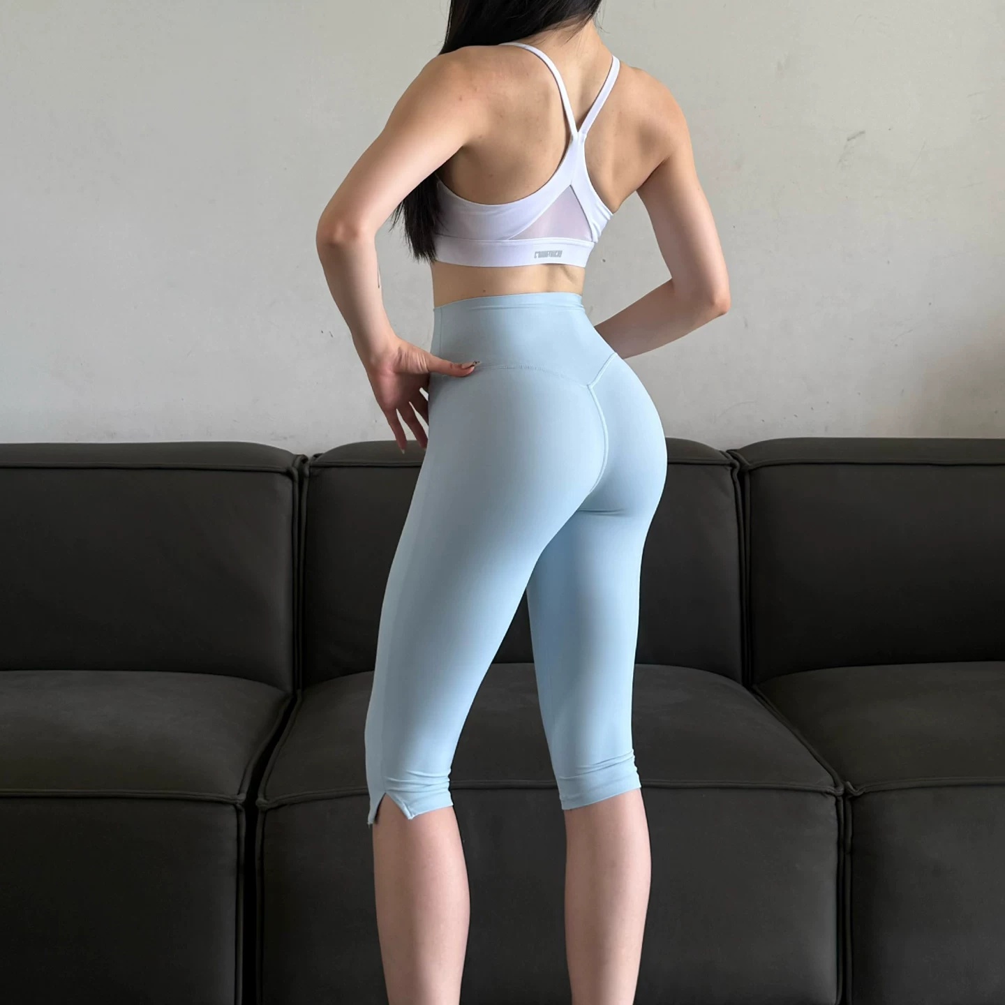 하이웨이스트 스플릿 헴 슬리밍 카프리 레깅스, 여성용  - High Waist Leggings 리뷰 및 가격