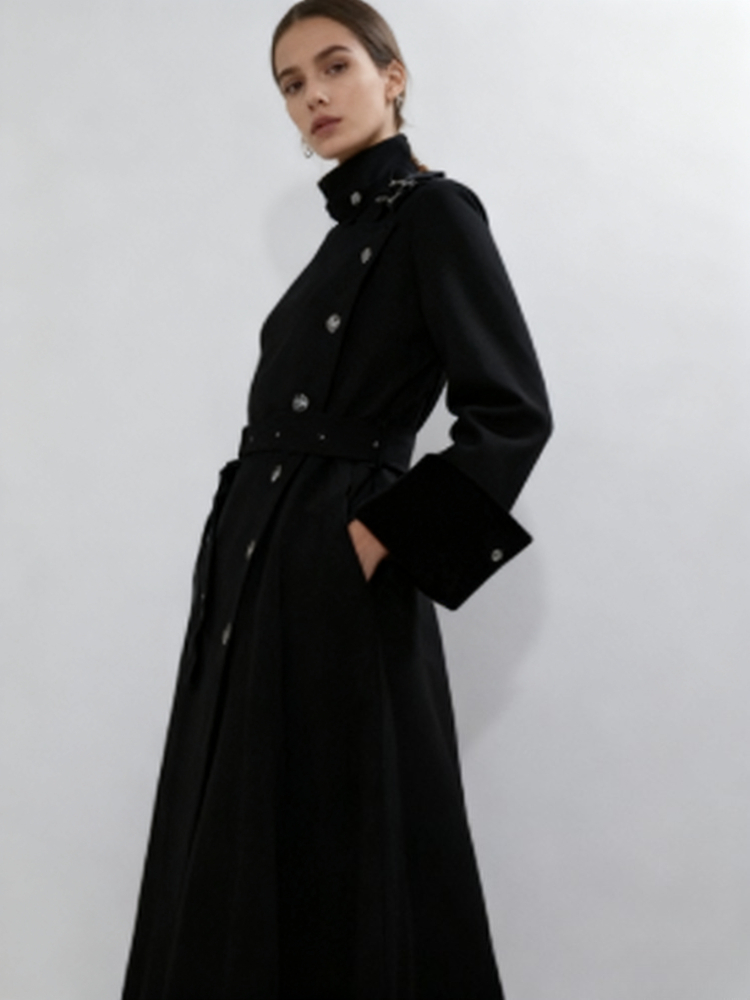 미적 고딕 스타일 우아한 롱 울 코트 여성 허리끈 슬리 - Women'S Fashion Jackets 리뷰 및 가격