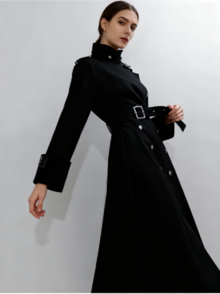 미적 고딕 스타일 우아한 롱 울 코트 여성 허리끈 슬리 - Women'S Fashion Jackets 리뷰 및 가격