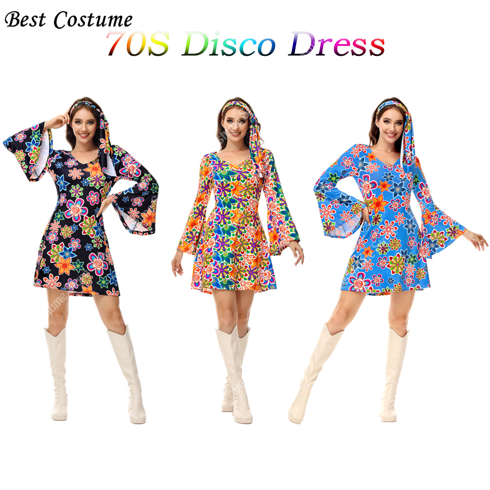 여성을위한 70s 디스코 드레스 다채로운 인쇄 디스코  - Women'S Fashion From The 70S 리뷰 및 가격