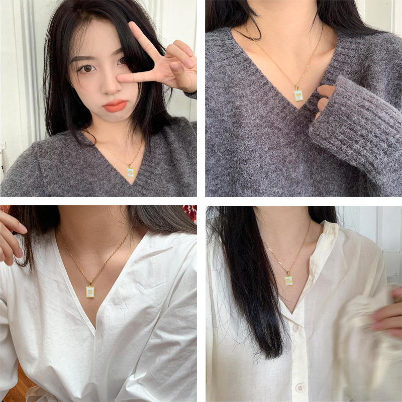 18K 골드 도금 별자리 목걸이 매력 광장 자연 쉘 1 - Women'S Fashion Vogue 리뷰 및 가격