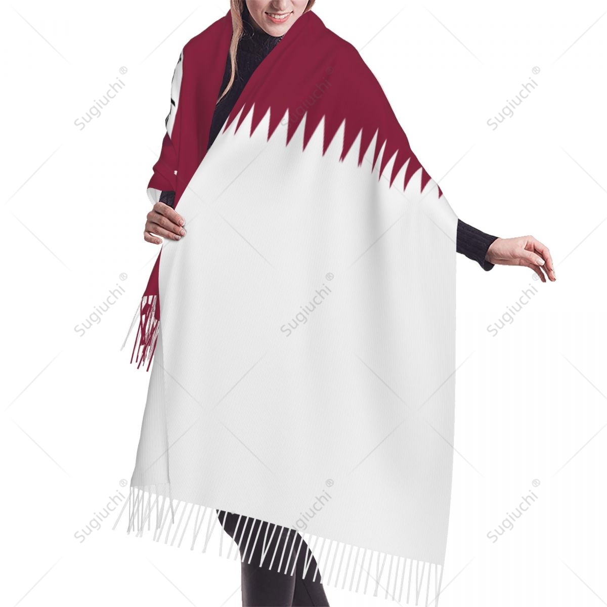 카타르 엠블럼 플래그 스카프 파시미나 따뜻한 스카프 목 - Women Fashion Qatar 리뷰 및 가격