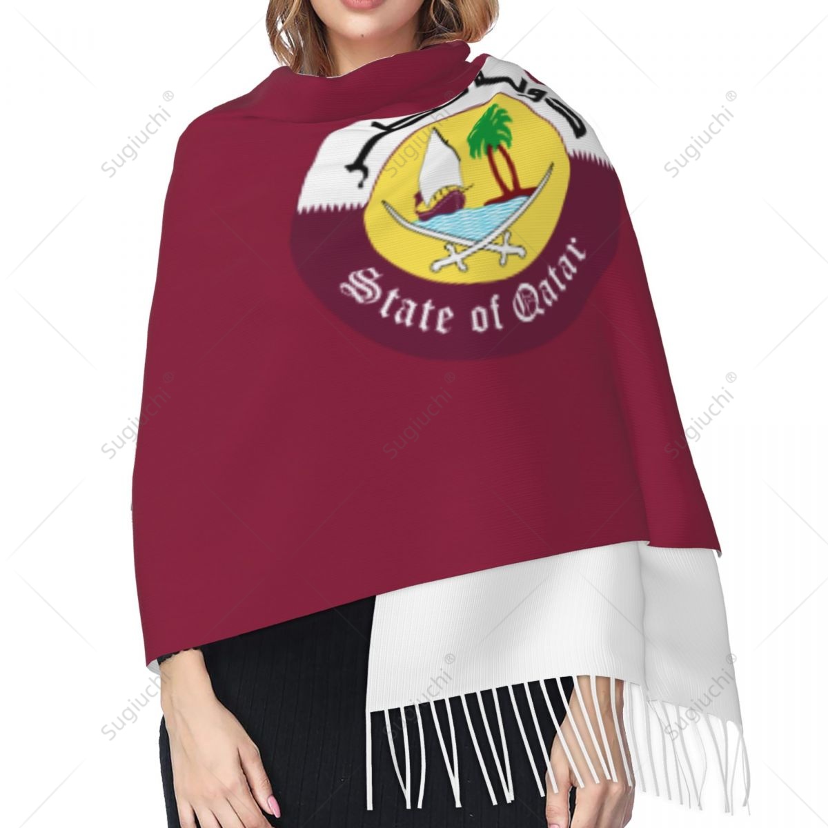 카타르 엠블럼 플래그 스카프 파시미나 따뜻한 스카프 목 - Women Fashion Qatar 리뷰 및 가격