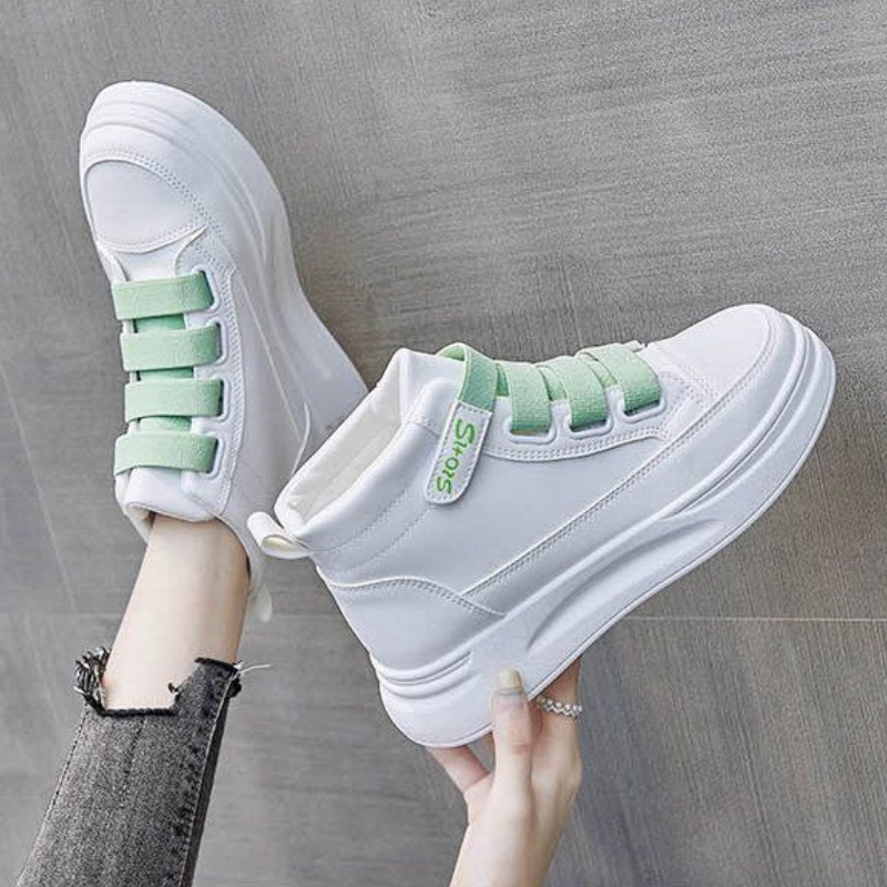 하이탑 화이트 스니커즈 2025 여성용 봄 가을 두꺼운 - Women'S Fashion Velcro Sneakers 리뷰 및 가격