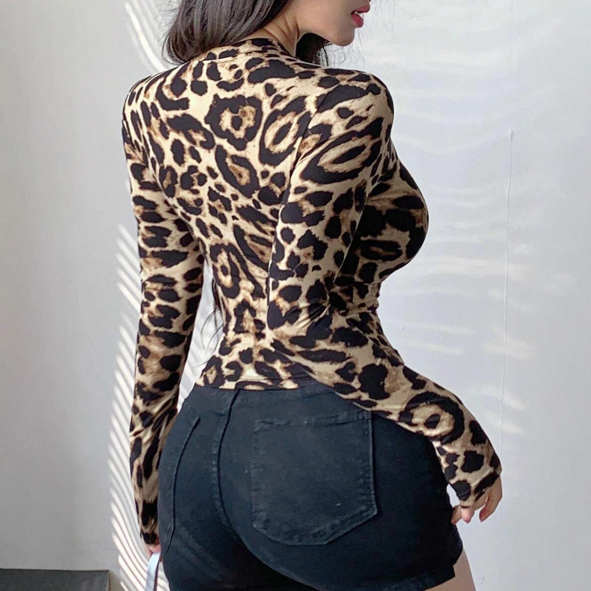 여성 레오파드 프린트 지퍼업 긴팔 크롭 재킷 슬림핏 Y - Women'S Fashion Jackets 리뷰 및 가격