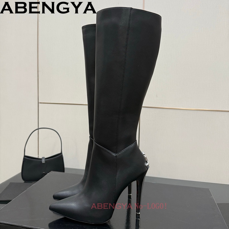 섹시한 블랙 가죽 니하이 부츠 여성용 특이한 굽 파티  - Women'S Fashion Leather Boots 리뷰 및 가격