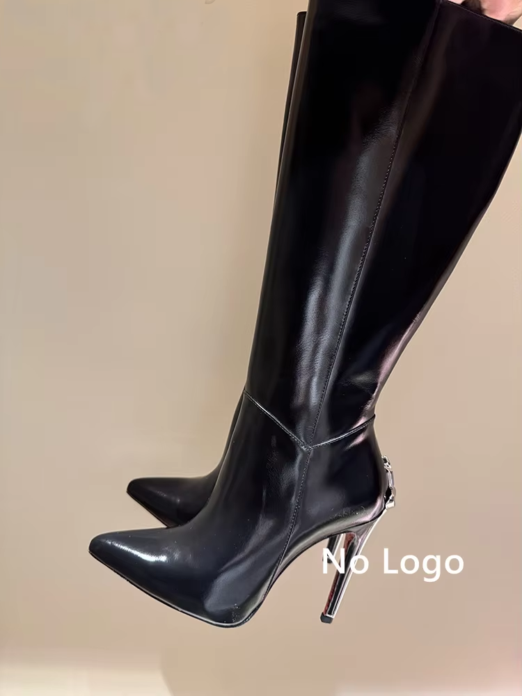 섹시한 블랙 가죽 니하이 부츠 여성용 특이한 굽 파티  - Women'S Fashion Leather Boots 리뷰 및 가격