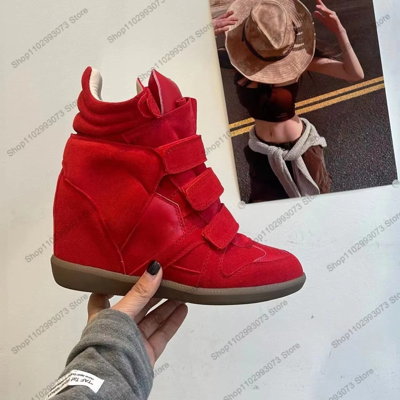 여성용 히든 웨지힐 하이탑 스니커즈 스웨이드 가죽 스플 - Women'S Fashion Leather Boots 리뷰 및 가격