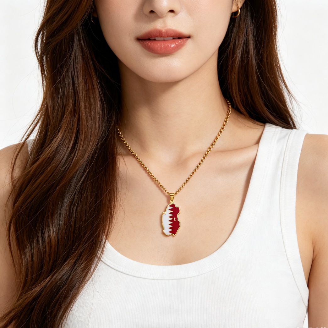 카타르 지도 드롭 오일 목걸이 여성용 남성용 스테인리스 - Women Fashion Qatar 리뷰 및 가격