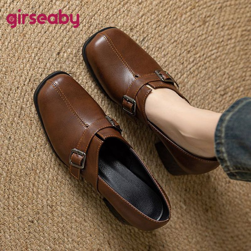 Girseaby 빈티지 여성 펌프 스퀘어 발가락 블록  - Women'S Fashion Belts 리뷰 및 가격